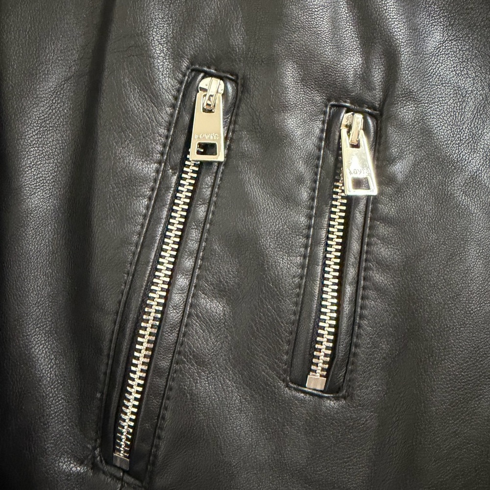 Levi's Black Vegan Leather Belted Moto Jacket - Picture 6 of 13